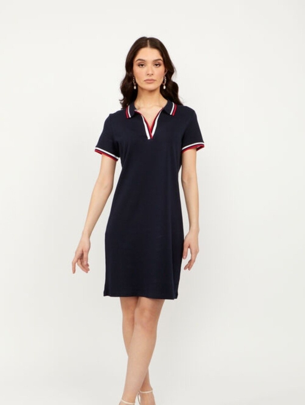 Orly Straight Dress Polo Collar USA July 4th Nautical  Patriotic Women's Large